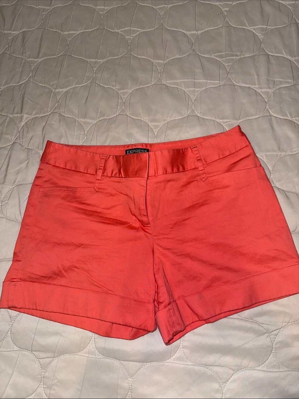 Express Coral-Coral Tone Cuffed Shorts